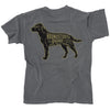 A grey shirt with a picture of a labrador on it with text that says Houndstooth Brand.