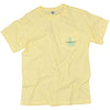 Banana colored shirt from charitableholidaycards that features an outline of a dog and flowers.