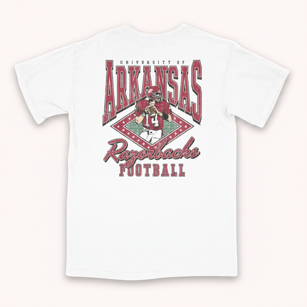 University of Arkansas Razorbacks Football t-shirt by Houndstooth Clothing Company.