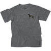 A grey shirt with a picture of a labrador on it with text that says Houndstooth Brand.